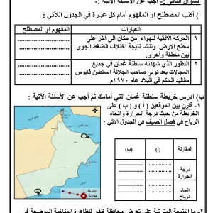 اختبار دراسات للصف الثامن الفصل الاول