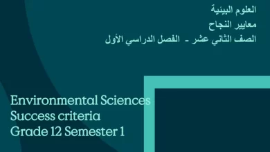 معايير النجاح مادة العلوم البيئية الصف الثاني عشر الفصل الأول