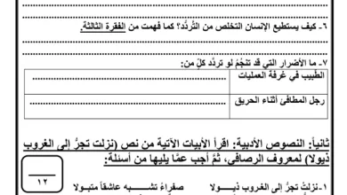 اختبارات اللغة العربية لغتي الجميلة للصف التاسع الفصل الثاني
