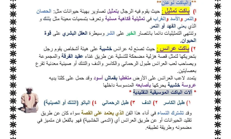 فن الباكت للصف الثامن