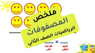 ملخص درس المصفوفات مادة الرياضيات للصف الثاني