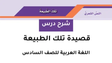 شرح درس تلك الطبيعة للصف السادس