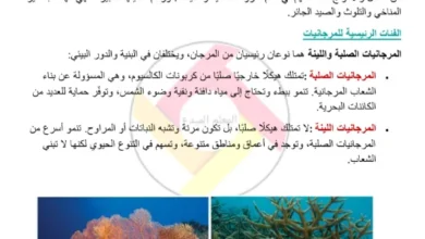 ملخص درس الشعاب المرجانية الاستوائية علوم بيئية صف ثاني عشر فصل ثاني