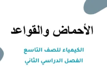 ملخص شرح درس الأحماض والقواعد الكيمياء للصف التاسع الفصل الثاني