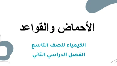 ملخص شرح درس الأحماض والقواعد الكيمياء للصف التاسع الفصل الثاني