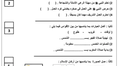 سؤال قصير في مادة ديني حياتي للصف الثاني الأساسي
