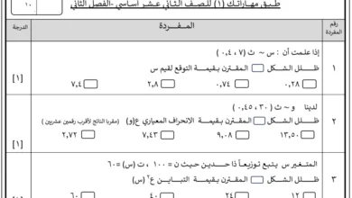 طبق مهاراتك مادة الرياضيات للصف الثاني عشر أساسي الفصل الثاني