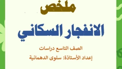 ملخص درس الانفجار السكاني للصف التاسع الفصل الثاني