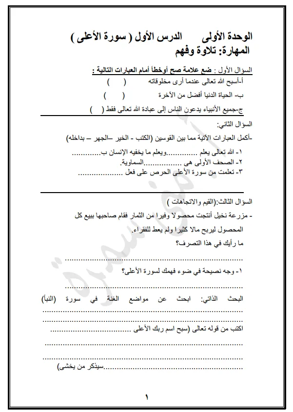 مراجعة مادة التربية الإسلامية للصف الثالث الفصل الثاني - إعداد أ. منى سمرة