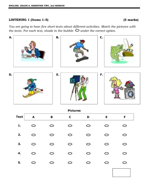 نماذج اختبارات نهائية اللغة الإنجليزية للصف الثامن الفصل الثاني - المناهج العمانية