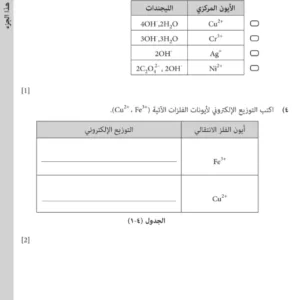 اختبار تجريبي الكيمياء للصف الثاني عشر الفصل الثاني