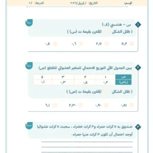 اختبارات قصيرة 2 رياضيات متقدمة للصف الحادي عشر الفصل الثاني