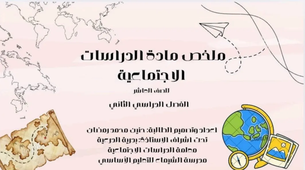 تحميل ملخص مادة الدراسات الاجتماعية للصف العاشر الفصل الثاني PDF